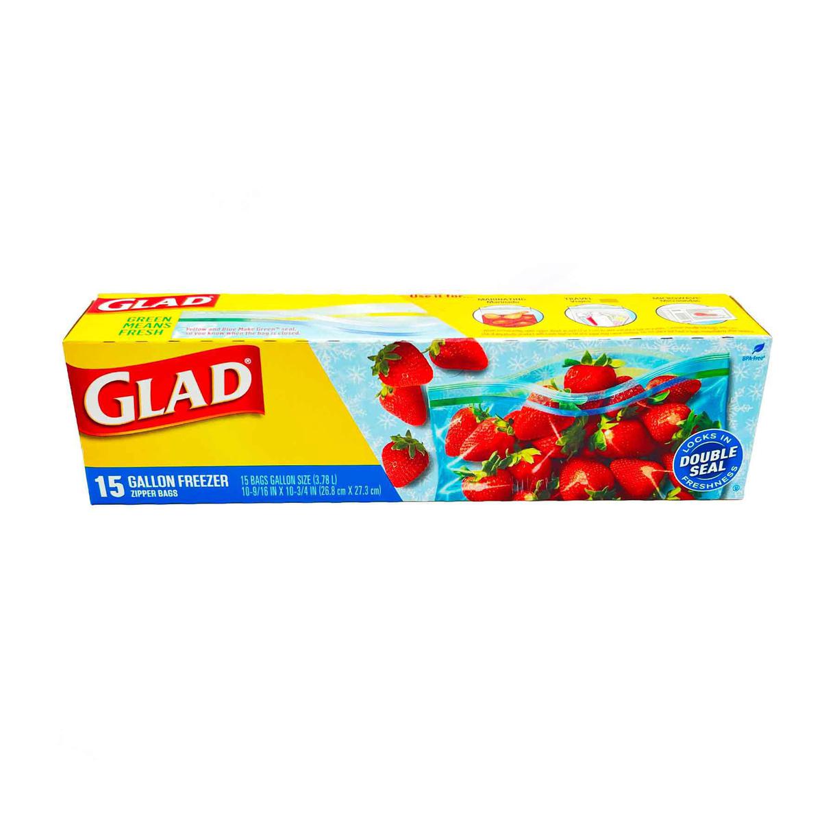 Glad Zipper Freezer Bags Gallon Size 15 Count