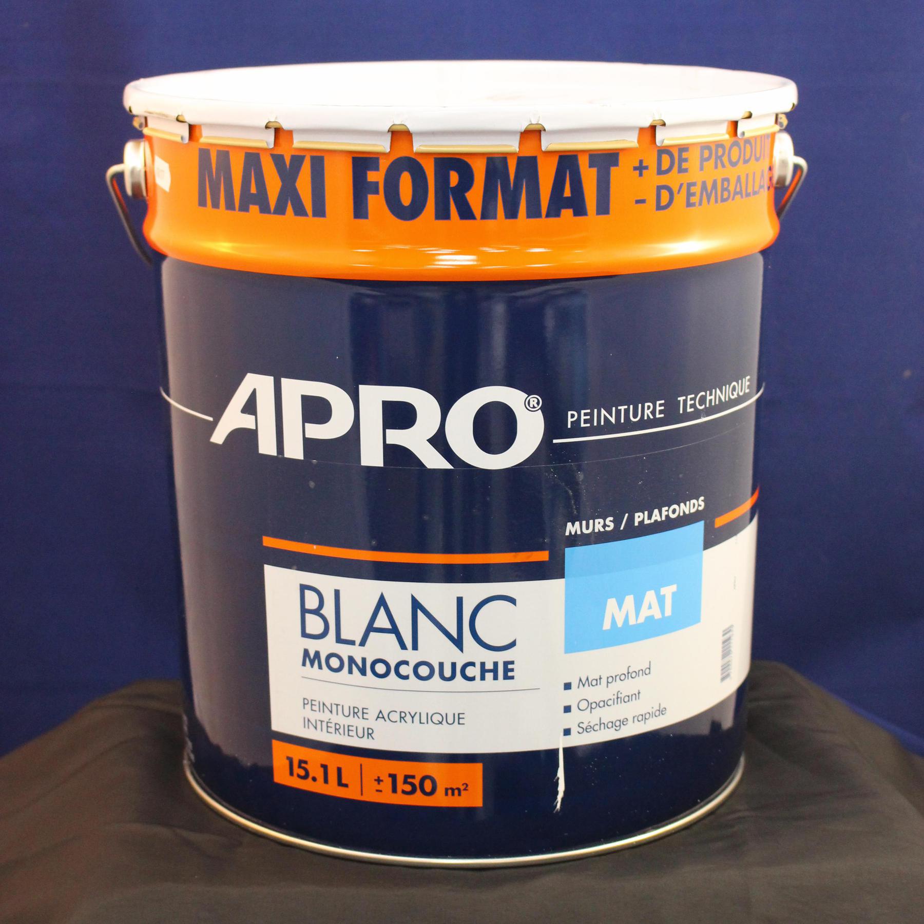 Peinture APRO acrylique blanche mat satin 15 litres