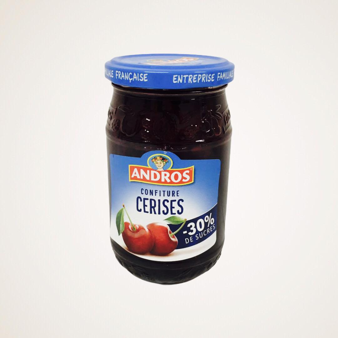 Confiture cerises 30 de sucres ANDROS 350g