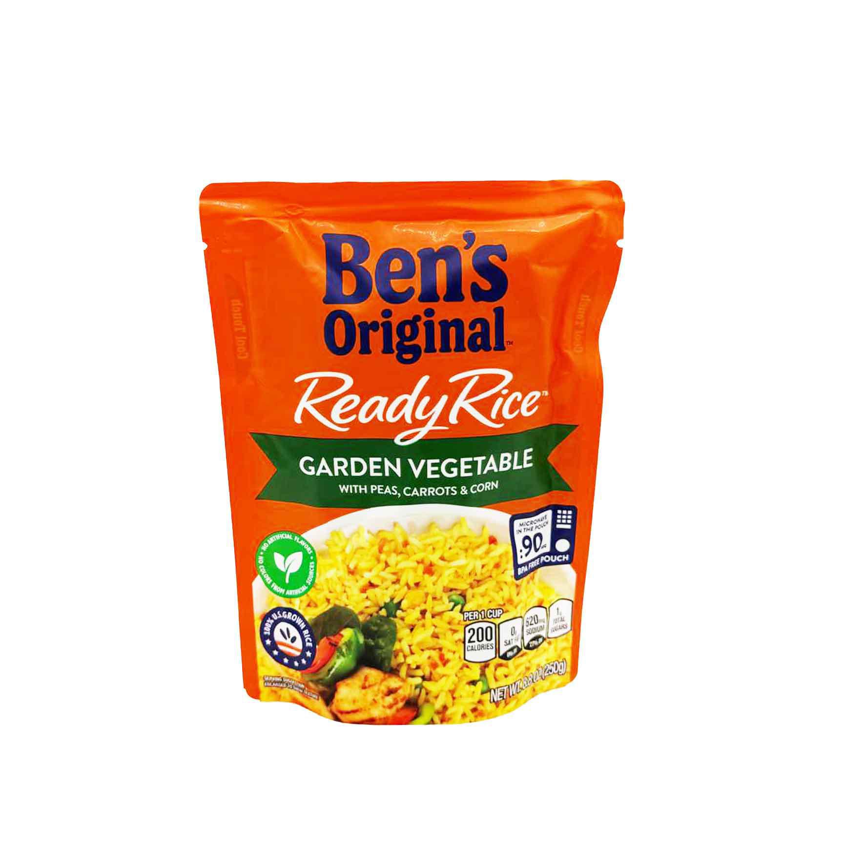 BENS ORIGINAL READY RICE GARDEN VETEGABLE WITH PEAS CARROTS & CORN