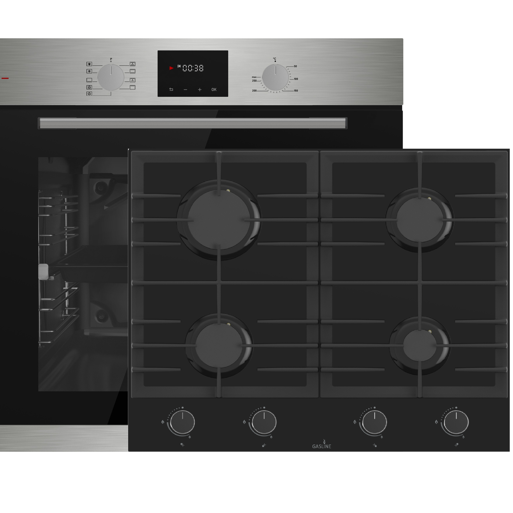 Candy Backofen FMBC 896S - 70L Pyrolyse Heißluft Mit Touch Display Schwarz