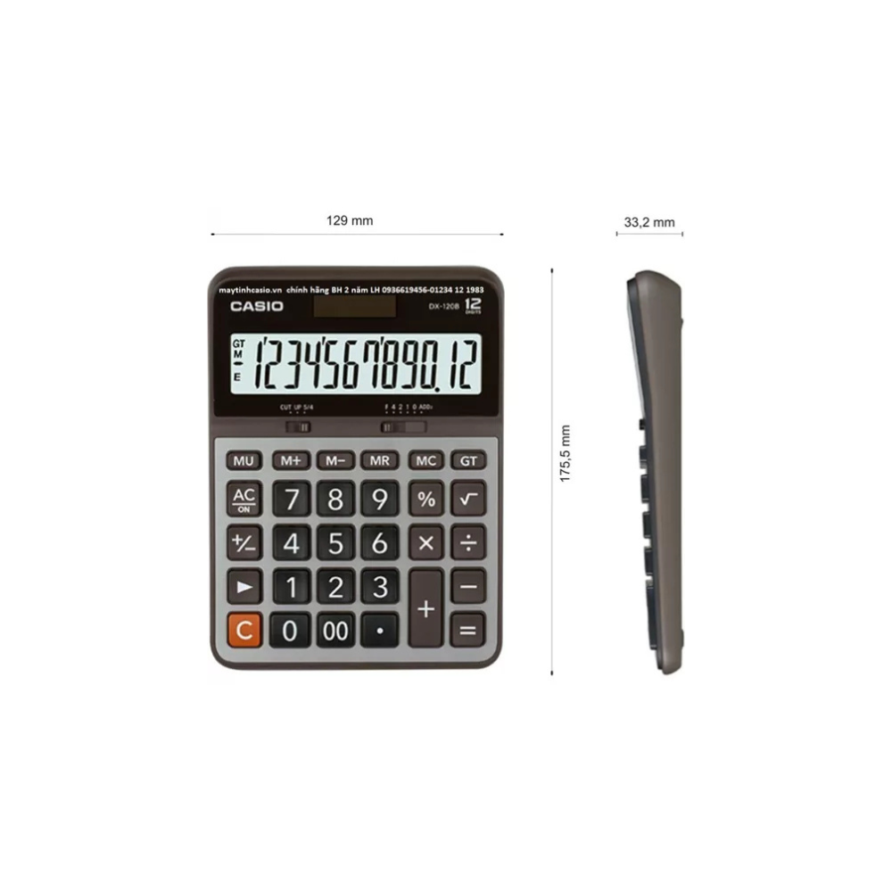 CALCULADORA BÁSICA SEMI ESCRITORIO CASIO DX-120B-S-MC DE 12 DÍGITOS