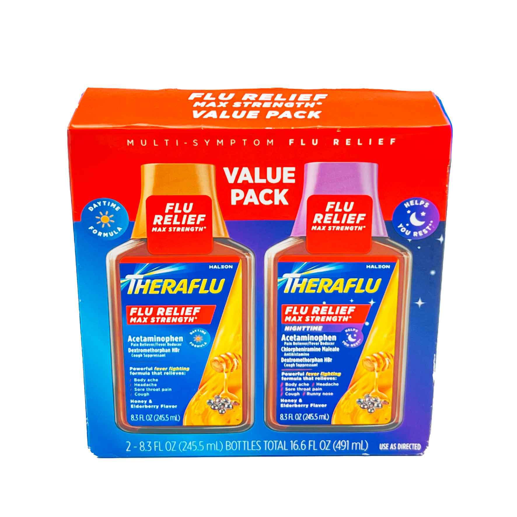 Theraflu Multi-Symptom Flu Relief Max Strength Day & Night Liquid ...