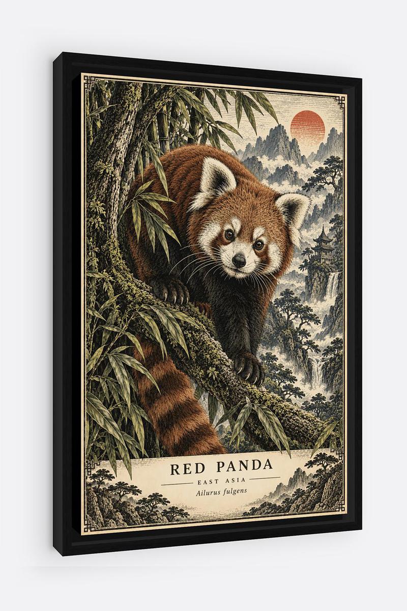 Red Panda - Anim8ted Framed Canvas