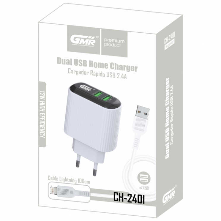 Cargador Mechero Carga Rápida USB 12V-24V 2400mAh con cable para Iphone  a1416