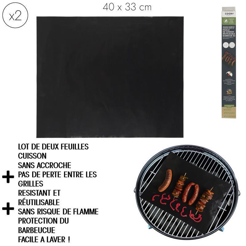 Lot De 4 Feuilles De Cuisson Réutilisables En Téflon 30x40 Cm - Antiadhésives, Résistantes à 220°C - Pour Barbecue, Four, Repassage - Faciles à Nettoyer - 4